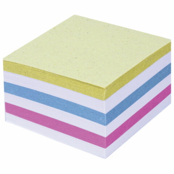 картинка Блок для записей непроклеенный, 9х9х5 см, плотность 65 г/м2, цветной с белым, STAFF, 126365 от магазина МОЛТИ