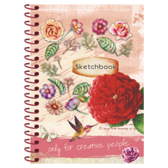 картинка Скетчбук А5, 80л, КРАСНАЯ РОЗА И КОЛИБРИ (СК-0027/80-9192)на спир, 7БЦ, глянц. лам от магазина МОЛТИ