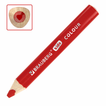 картинка Карандаши цветные толстые для малышей 6 цветов, трехгранные, натуральное дерево, BRAUBERG KIDS, 182057 от магазина МОЛТИ