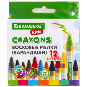 картинка Восковые мелки BRAUBERG KIDS, НАБОР 12 цветов, 271696 от магазина МОЛТИ