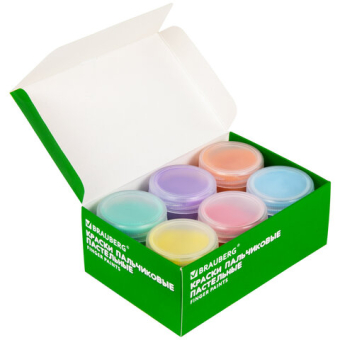 картинка Краски пальчиковые пастельные для малышей от 1 года, 6 цветов по 40 мл, BRAUBERG KIDS, 192398 от магазина МОЛТИ