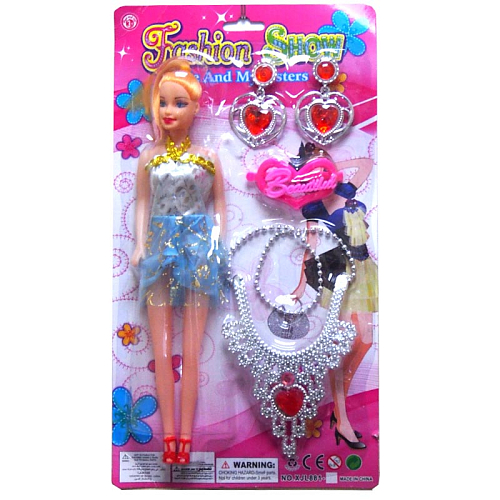 Набор 2855-7/XJL-881 Кукла с бижутерией в блистаре 34,5х2х18см