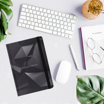 картинка Ежедневник недатированный с резинкой А5 (145х203 мм), BRAUBERG, твердый, 128 л., "Geometry", 114553 от магазина МОЛТИ