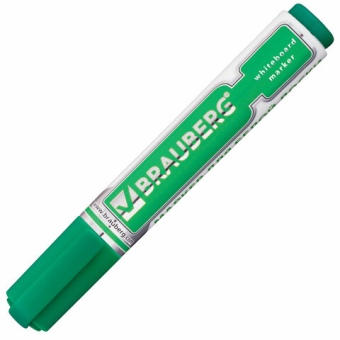 картинка Маркер стираемый для белой доски ЗЕЛЕНЫЙ, BRAUBERG "Neo", 5 мм, с клипом, 150490 от магазина МОЛТИ
