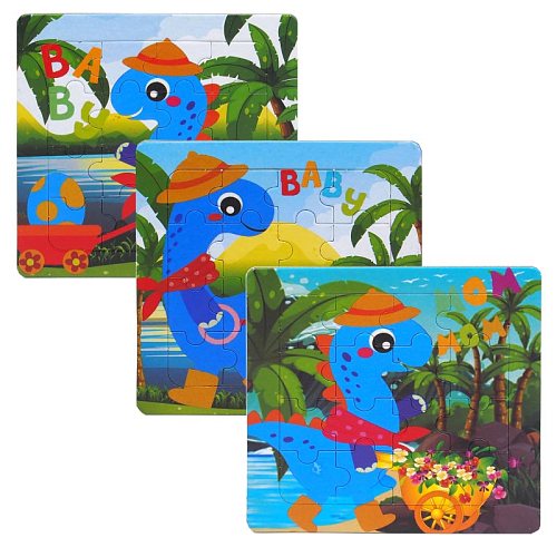 Пазлы P3-e D тройные Динозавры с расскраской (уп. 43*14см)