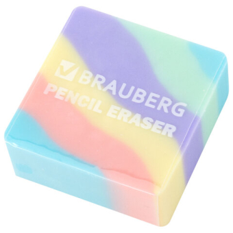 картинка Ластик кросс-серия PASTEL, 34х34х14 мм, квадратный, ассорти, ЭКО ПВХ, BRAUBERG, 273210 от магазина МОЛТИ