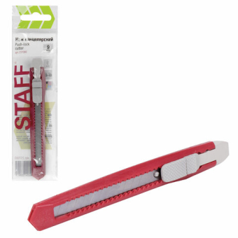 картинка Нож канцелярский 9 мм STAFF "Basic Economy", фиксатор, клип, корпус ассорти, 237080 от магазина МОЛТИ
