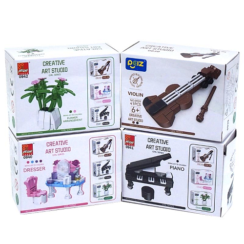 Конструктор 0939-42 Интерьер микс (4вида) 7х4,5х9,5см 6+ РС40+ пластик