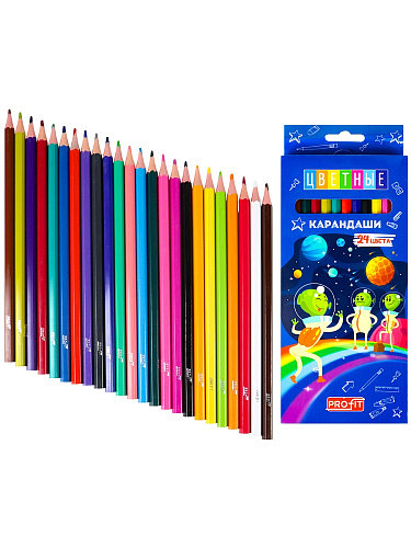 Кар. цв пл.2М,набор,гекс. 24цв. ВЕСЕЛЫЕ ИНОПЛ. (КЦ-1501) гриф.d=2,65мм,в к/к,12