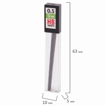 картинка Грифели запасные 0,5 мм, HB, STAFF "EVERYDAY" MPL-876, КОМПЛЕКТ 12 шт., 180876 от магазина МОЛТИ