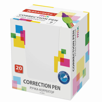 картинка Ручка-корректор BRAUBERG MIX, 9 мл, металлический наконечник, ассорти, 229075 от магазина МОЛТИ