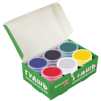картинка Гуашь BRAUBERG KIDS "NEW", 6 цветов по 10 мл, 192374 от магазина МОЛТИ
