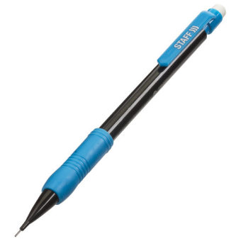 картинка Карандаш механический 0,5 мм, STAFF "College" MP-422, ластик, резиновый грип, корпус черный, детали ассорти, 181422 от магазина МОЛТИ