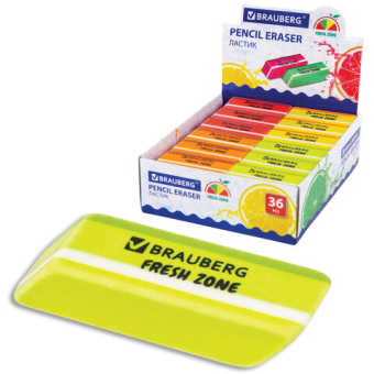 картинка Ластик большой BRAUBERG "Fresh Zone", 60х18х12 мм, цвет ассорти, прямоугольный, скошенный, 228717 от магазина МОЛТИ
