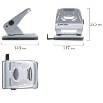картинка Дырокол металлический BRAUBERG "Metallic", до 40 листов, серебристый, 224342 от магазина МОЛТИ