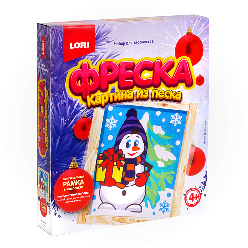 Кп-026 Фреска из песка "Снеговик"