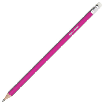 картинка Карандаш чернографитный BRAUBERG, 1 шт., "Alderida", НВ, трехгранный, с ластиком, корпус розовый, заточенный, 180611 от магазина МОЛТИ