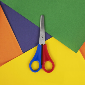 картинка Ножницы ПИФАГОР, 130 мм, для левши, с линейкой, в картонной упаковке с европодвесом, 236784 от магазина МОЛТИ