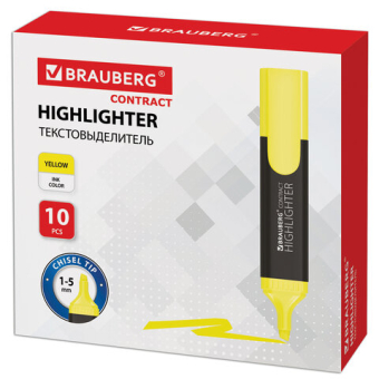 картинка Текстовыделитель BRAUBERG "Contract", ЖЕЛТЫЙ, линия 1-5 мм, 150389 от магазина МОЛТИ