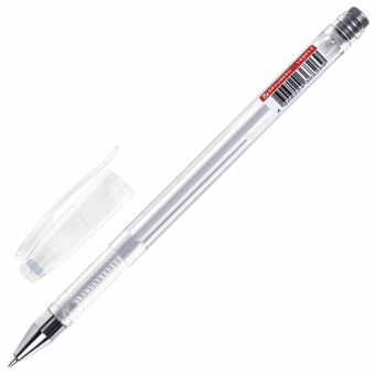 картинка Ручка гелевая СЕРЕБРИСТАЯ BRAUBERG "EXTRA SILVER", корпус прозрачный, 0,5 мм, линия 0,35 мм, 143913 от магазина МОЛТИ