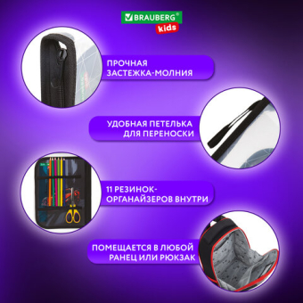 картинка Папка для труда на молнии BRAUBERG KIDS А4, 1 отделение, прозрачная, органайзер, "Red car", 272209 от магазина МОЛТИ