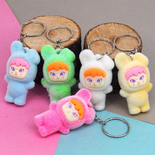 Брелок 270-21 (12)  Девочки Вакуку в шубках Бархатная резина 5х1,5х2,5см