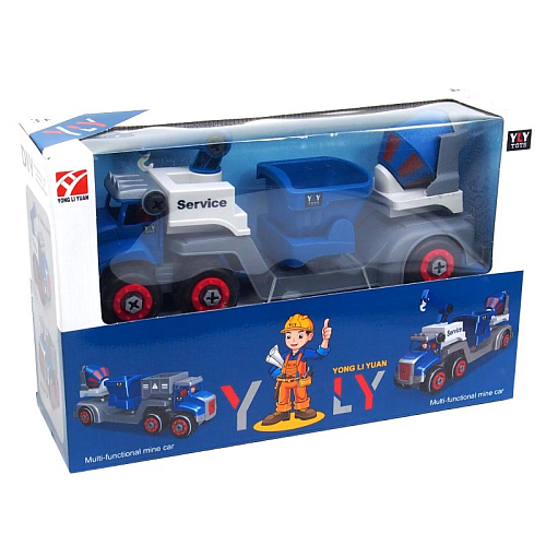 Машина АК-44/666-1В Тягач стройка с отверткой в коробке пластик 20х10х31,5