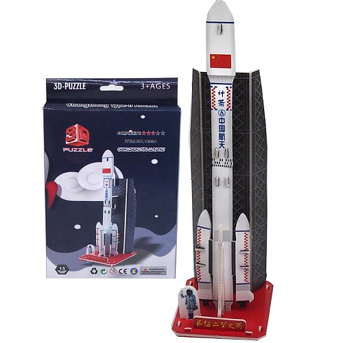 Пазл 3D 1689-J бумажный космическая Ракета в коробке 14,5х1х11см.PS15 (модель 9.5х7.8,5х26.5см)