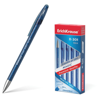 картинка Ручка стираемая гелевая ERICH KRAUSE "R-301 Magic Gel", СИНЯЯ, корпус синий, узел 0,5 мм, линия письма 0,4 мм, 45211 от магазина МОЛТИ