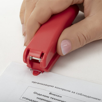картинка Степлер №10 BRAUBERG "SX-19", до 12 листов, с антистеплером, красный, 228589 от магазина МОЛТИ