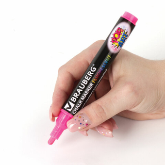 картинка Маркер меловой "POP-ART" РОЗОВЫЙ, 5 мм, стираемый, для гладких поверхностей, BRAUBERG, 151530 от магазина МОЛТИ