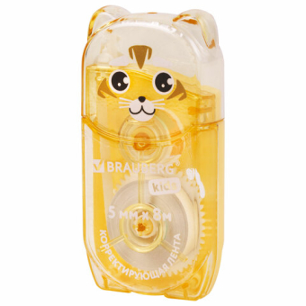 картинка Корректирующая лента BRAUBERG KIDS "ЗВЕРЯТА", 5 мм х 8 м, механизм перемотки, корпус ассорти, блистер, 272499 от магазина МОЛТИ