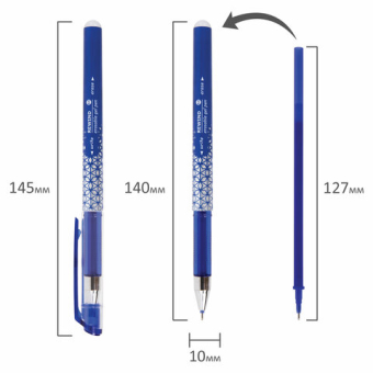 картинка Ручка стираемая гелевая + 9 стержней в ПЛАСТИКОВОЙ ТУБЕ, СИНЯЯ, игольчатый наконечник 0,5 мм, линия 0,35 мм, BRAUBERG, 144093 от магазина МОЛТИ