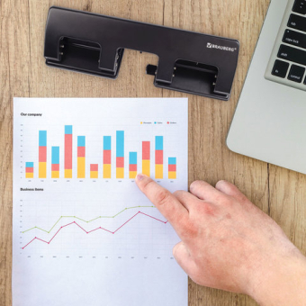 картинка Дырокол металлический на 2-4 отверстия BRAUBERG "HL-4", до 15 л., черный, 221160 от магазина МОЛТИ