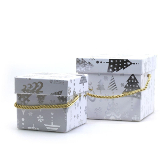 картинка Коробка НГ из 2 квадрат Белый 12*12*11(9*9*8) от магазина МОЛТИ