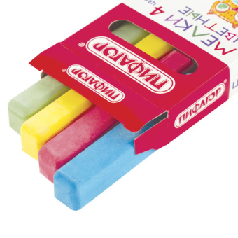 картинка Мел цветной квадратный 4 штуки, ПИФАГОР, картонная упаковка, европодвес, 221977 от магазина МОЛТИ