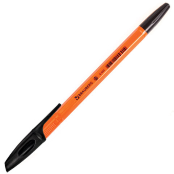 картинка Ручка шариковая BRAUBERG "X-333 Orange", ЧЕРНАЯ, корпус оранжевый, узел 0,7 мм, линия письма 0,35 мм, 142410 от магазина МОЛТИ