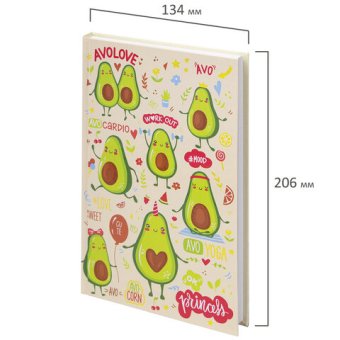 картинка Блокнот А5 (134х206 мм), 80 л., твёрдый, клетка, BRAUBERG KIDS, "Авокадики", 114418 от магазина МОЛТИ