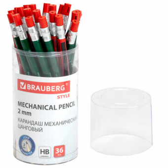 картинка Карандаш механический цанговый 2 мм, BRAUBERG STYLE, HB, встроенная точилка, корпус ассорти, 181960 от магазина МОЛТИ