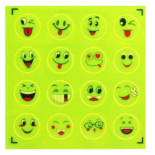 Светоотражающие Наклейки 2822-10 (100) 16шт Смайлы (d=1,5см) 11,5х0,1х11см
