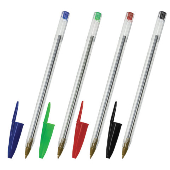 картинка Ручки шариковые STAFF "Basic Budget BP-04", НАБОР 4 ЦВЕТА, линия письма 0,5 мм, 143872 от магазина МОЛТИ