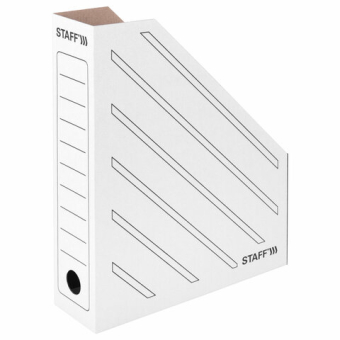картинка Лоток вертикальный для бумаг (260х320 мм), 75 мм, до 700 листов, микрогофрокартон, STAFF, БЕЛЫЙ, 128881 от магазина МОЛТИ
