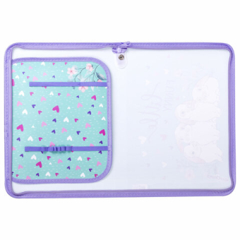 картинка Папка для труда на молнии ЮНЛАНДИЯ А4, 1 отделение, откидная планка, органайзер, "Little bunny", 270984 от магазина МОЛТИ