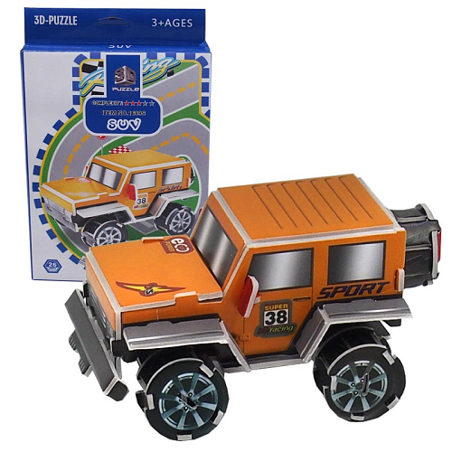 Пазл 3D 1689-S бумажный Джип в коробке 14,5х1х11см.PS26 (модель 11,5х7,8х6,5см)