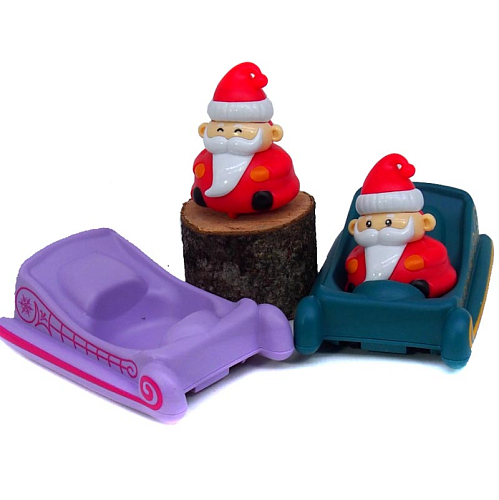 Игрушка  инерционная 2506-2 новогодняя Дед мороз в санях в и/у 7х11х7