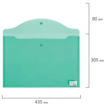 картинка Папка-конверт с кнопкой БОЛЬШОГО ФОРМАТА (305х435 мм), А3, прозрачная, зеленая, 0,18 мм, BRAUBERG, 224033 от магазина МОЛТИ