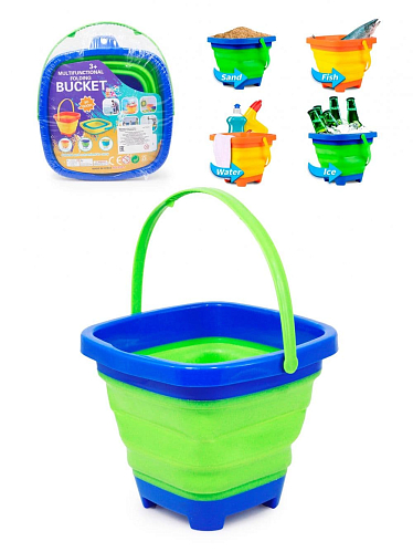 Игрушка YR43315-с  пластиковая "Ведро складное квадратное 2л" синие