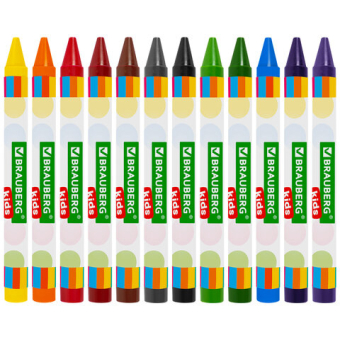 картинка Восковые мелки BRAUBERG KIDS, НАБОР 12 цветов, 271696 от магазина МОЛТИ