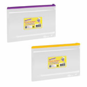 картинка Папка-конверт на молнии МАЛОГО ФОРМАТА (240х175 мм), А5, ассорти, 0,12 мм, ЮНЛАНДИЯ, 229551 от магазина МОЛТИ