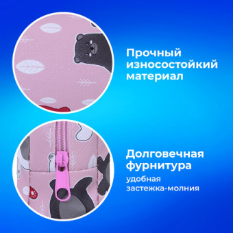 картинка Пенал-косметичка ПИФАГОР, мягкий, "BEAR", прямоугольный, 20х7х4 см, 229266 от магазина МОЛТИ